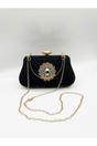 Black Ruched Jewel Clutch Bag, Image 2 of 5