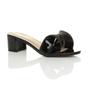 Mid Block Heel Diamante Bow Mules Sandals, Image 1 of 8