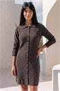 Chocolate Petite Button Collar Knit Dress, Image 1 of 4