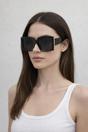 Black Oversized Square Sunglasses in Black Gold Detail, Image 1 of 5