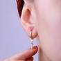 Silver Sterling Silver Triangle Mini Pave Spike Charm Hoop Earrings, Image 2 of 3