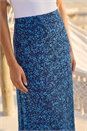 Blue Ditsy Floral Elastic Waist A Line Midi Skirt, Image 2 of 4
