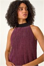Rose Glitter Plisse Halter Neck Top, Image 4 of 6