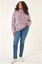 Purple Curve Fluffy Roll Neck Knit Jumper, Image 2 of 5