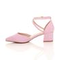 Light Pink AJVANI Light Pink Mid Block Heel Crossed Strap Pointed Toe 2 Part Heels, Image 3 of 6