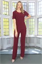 Wine Julianna Jersey Stretch Wide Leg Trouser, Image 3 of 5