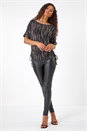 Rose Glitter Round Neck Top, Image 3 of 5