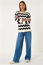 Black Wave Stitch Hem Knit Jumper, Image 2 of 5