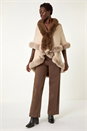 Natural  Contrast Faux Fur Trim Cape, Image 2 of 5