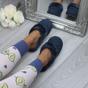 Navy Blue AJVANI Navy Blue Faux Fur Lined Slip On Memory Foam Mules Slippers, Image 4 of 5