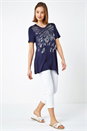 Navy  Metallic Animal Print T-Shirt, Image 4 of 5