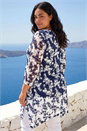 Navy  Curve Floral Lace Tunic Top, Image 3 of 4