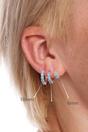 Blue Sterling Silver Turquise Huggie Hoop, Image 3 of 3