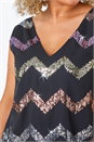 Black Curve Sequin Zig Zag Cami Top, Image 6 of 7