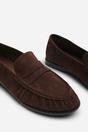 Dark Brown Charleigh Ruched Detail Flat Penny Loafers, Image 5 of 7