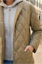 Khaki Quilted Hooded Jacket , Image 4 of 4