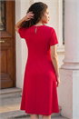 Red Petite Textured Midi Dress, Image 3 of 4