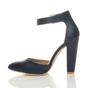 Navy Blue High Heel Ankle Strap Pointed Toe Court Shoes, Image 3 of 6
