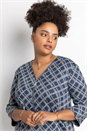 Navy  Curve Check Print Zip Shift Dress, Image 4 of 4