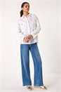 Ivory  Floral Broderie Collar Cotton Shirt , Image 2 of 7