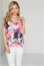 Multi Floral Asymmetric Chiffon Top, Image 1 of 4