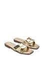 Gold 'Charley' Open Toe Slip On Slider Sandals With Square Toe, Image 4 of 5