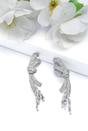 Silver Dramatic Bow-shaped Drop Earrings, Image 2 of 4