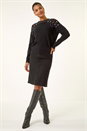 Black Sparkly Shoulder Knit Jumper, Image 3 of 6
