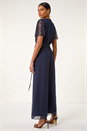 Navy  Embellished Beaded V-Neck Jumpsuit, Image 3 of 5