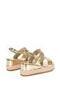 Gold XY LONDON Gold 'Ally' Low Heel Platform Wedge Espadrill  Slingback Sandals, Image 4 of 5