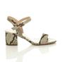 Beige AJVANI Beige Mid Block Heel Strappy Sandals, Image 2 of 6