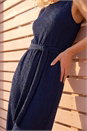 Navy  Petite Textured Jumpsuit, Image 4 of 4