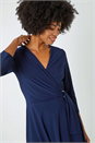 Navy  Ring Buckle Wrap Stretch Dress, Image 4 of 5