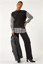 Black 2 In 1 Animal Print Knit Jumper, Image 2 of 5
