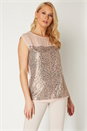 PINK Sequin Contrast Yoke Top, Image 1 of 8