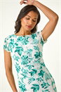 Green Floral Lace Stretch Shift Dress, Image 4 of 5