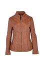 Tan Ashwood Leather Tan 'Isla' Real Leather Mandarin Collared Jacket, Image 2 of 5