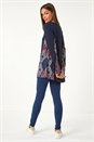 Midnight Blue Side Printed Stretch Tunic Top, Image 1 of 5