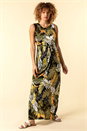 Khaki Tropical Print Belted Maxi Dress, Image 1 of 4