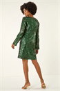 Green Sequin Shift Stretch Dress, Image 4 of 7