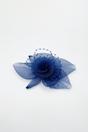 Navy Rosette Fascinator & Brooch, Image 2 of 3