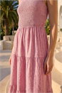 Rose Shirred Textured Smock Midi Dress, Image 4 of 4