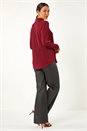 Red Glitter Button Up Stretch Blouse , Image 3 of 5