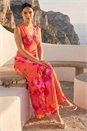 Orange Dusk Floral Frill Maxi Dress, Image 2 of 4