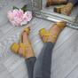 Yellow AJVANI Yellow Mid Block Heel Strappy Sandals, Image 5 of 6