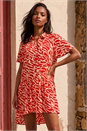 Orange Animal Print Tiered Smock Dress, Image 2 of 4