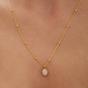 Gold Moonstone Sterling Silver Pendant Necklace With Beaded Chain, Image 2 of 4