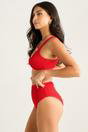 Red Textured Ring Detail Bikini Top, Image 4 of 4
