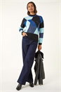 Blue Metallic Colour Block Knit Jumper, Image 2 of 5
