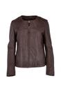 Brown 'Chambery' Collarless Real Leather Jacket, Image 2 of 5